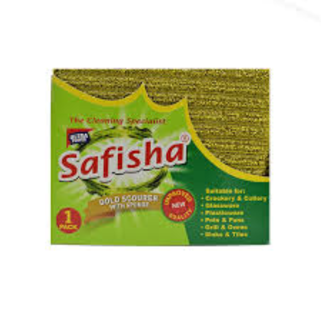 SAFISHA SCOURER WITH SPONGE GOLD